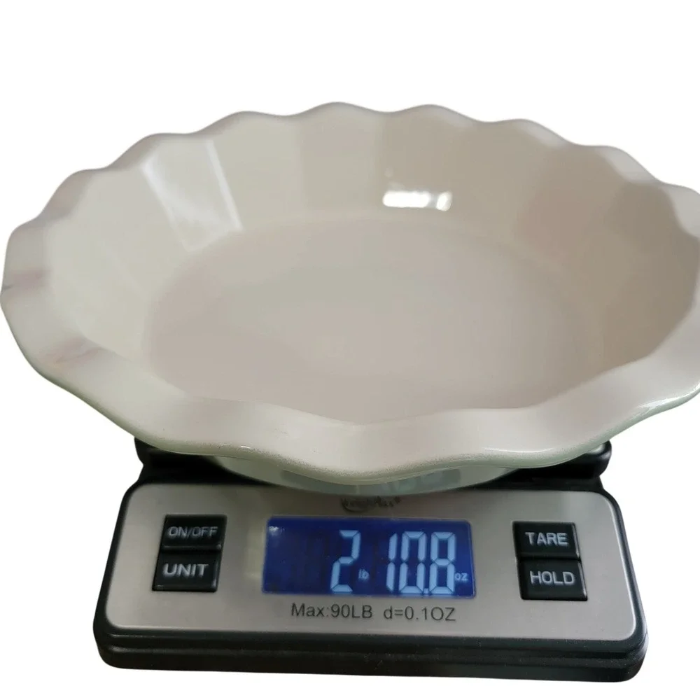 Emile Henry Williams Sonoma‎ Pie Dish Sage Green Cream Excellent Ruffled 10.5